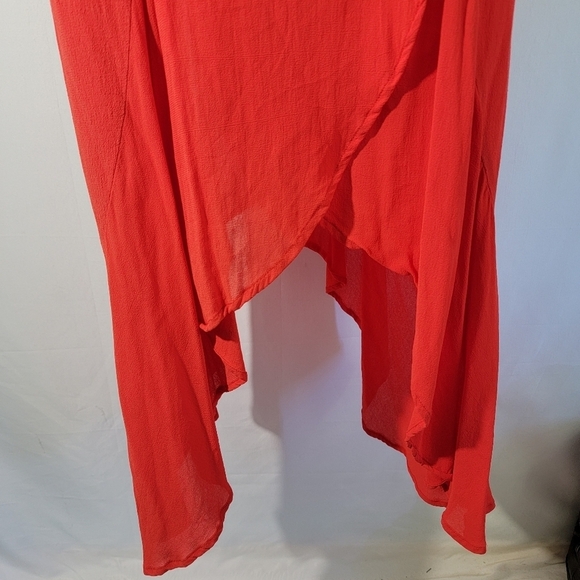 Mind Set By XCVI Red Pre Shrunk Asymmetrical Midi Dress Sz M Viscose Sleeveless - Picture 7 of 9